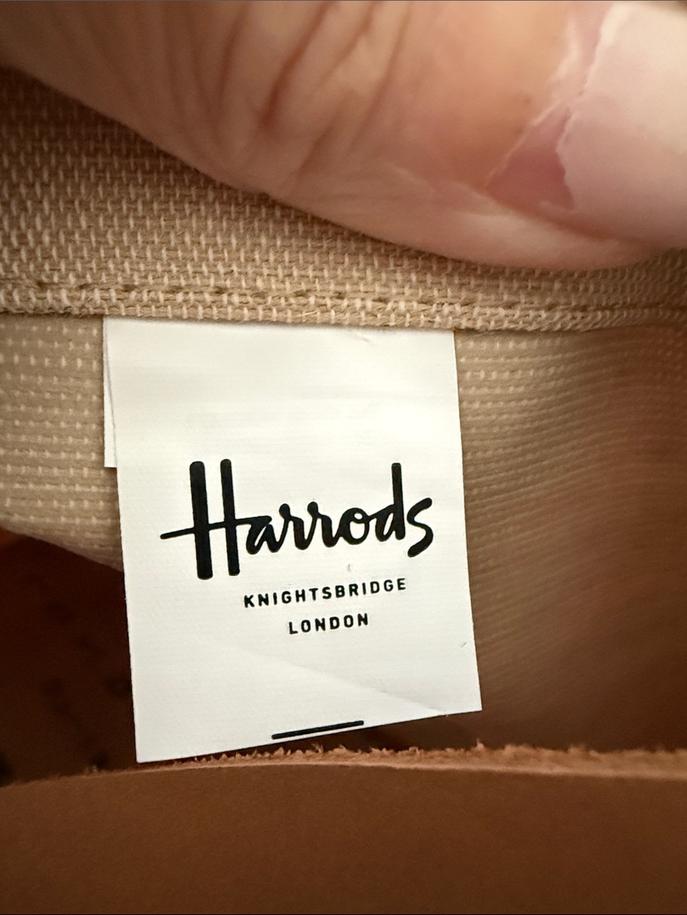 NWT Harrods London Jute Cotton Market Tote Leather Handles Knightsbridge Shopper - Picture 4 of 5